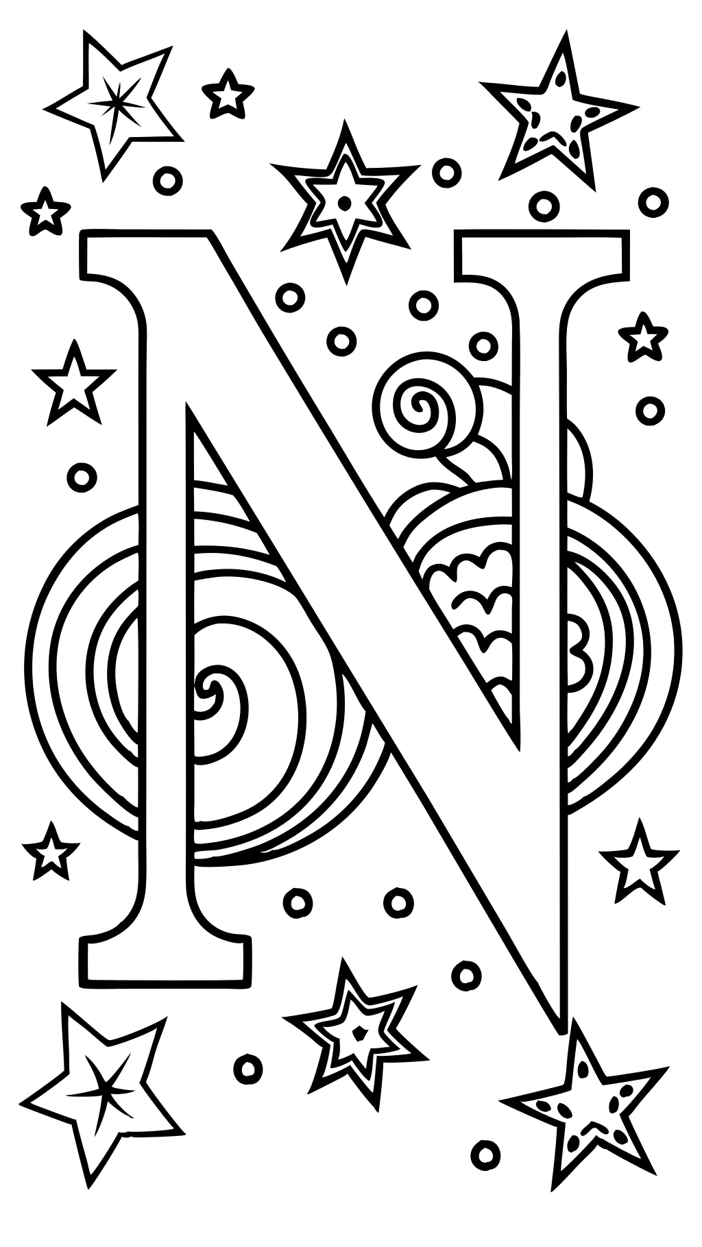 printable letter n coloring page